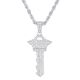 Men's Hip Hop Silver Plated Iced Out Key Pendant 24 inch Rope Chain 