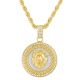 Men's Gold Tone Iced Out Lion Head Pendant 30 inch Chain Necklace