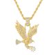 Hip Hop Gold Tone Iced Out Flying Eagle Pendant 30 inch Rope Chain Necklace
