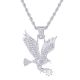 Rapper Silver Tone Iced Out Flying Eagle Pendant 30 inch Rope Chain Necklace