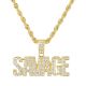 Iced Rapper Heavy Gold Silver Plated XL SAVAGE Pendant 30 Inch Chain Necklace