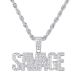 Iced Rapper Heavy Silver Plated XL SAVAGE Pendant 30 Inch Chain Necklace 