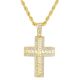 Men's Gold Tone Iced Out Cross Pendant 30 inch Rope Chain Necklace