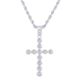 Men's Silver Tone Iced Out Circle Cross Pendant 30 inch Rope Chain Necklace