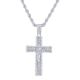 Men's Silver Tone Iced Out Nugget Cross Jesus Pendant 30 inch Chain Necklace