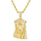 Men's Gold Tone Iced Out Nugget Jesus Pendant 30 inch Chain Necklace 