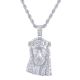 Men's Silver Tone Iced Out Nugget Jesus Pendant 30 inch Chain Necklace
