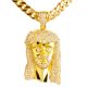Rapper Gold/ Silver Plated Iced Jesus Pendant 30 inch Heavy Cuban Chain Necklace