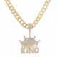 XL Hip Hop Men's Iced King Crown Pendant 20 inch Heavy Cuban Chain Necklace
