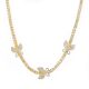 Gold and Silver Tone Butterfly Tennis Stone Chain Choker Necklace 18 inch