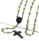 Black Plated Guadalupe and Jesus Cross with 6mm Olive Beads 28 inch Rosary Necklace