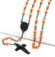 Black Plated Guadalupe and Jesus Cross with 6mm Orange Beads 28 inch Rosary Necklace