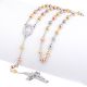 Guadalupe and Jesus Cross with 6mm Gold / Silver / Rose Gold Tone Beads 28 inch Rosary Necklace