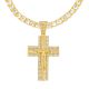 Men's Gold Tone Iced Heavy XL Cross Jesus Pendant Tennis Chain Necklace 26 Inch
