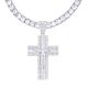 Men's Silver Tone Iced Heavy XL Cross Jesus Pendant Tennis Chain Necklace 26 Inch