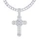 Men's Silver Tone Iced Out Heavy XL 3D Cross Pendant 26 Inch Chain
