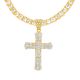 Men's Gold Tone Iced Out Fully Cross Pendant 26 inch Chain Necklace SET