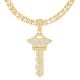 Men's Iced Out Heavy Gold Plated XL Key Pendant 26 Inch Tennis Chain Necklace