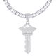 Men's Silver Tone Iced Out Heavy XL Key Pendant 26 Inch Tennis Chain Necklace 