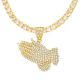Men's Gold Tone Iced Out XL Prayer Hand Pendant Tennis Chain Necklace 26 Inch