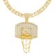 Men's Gold Tone Iced XL Basketball Pendant Tennis Chain Necklace 26 Inch