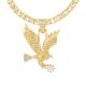Men's Gold Tone Iced Out Flying Eagle XL Pendant 26 Inch Tennis Chain Necklace