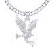 Men's Silver Tone Iced Out Flying Eagle XL Pendant 26 Inch Tennis Chain Necklace
