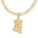 Men's Gold Tone Iced Out Jesus Pendant Tennis Chain Necklace 26 inch