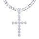 Hip Hop Iced Out Silver Tone XL Cross Pendant Tennis Chain Necklace 26 inch