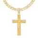 Men's Gold Tone Iced Out Nugget Jesus Cross Pendant Tennis Chain Necklace 26 Inch