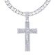 Men's Silver Tone Iced Out Nugget Jesus Cross Pendant Tennis Chain Necklace 26 Inch