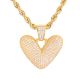 V Initial Bubble Letter Gold Plated Iced Out Pendant 24 inch Rope Chain Necklace-V
