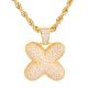 X Initial Bubble Letter Gold Plated Iced Out Pendant 24 inch Rope Chain Necklace-X