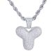 Y Initial Bubble Letter Silver Plated Iced Out Pendant 24 inch Rope Chain Necklace-Y