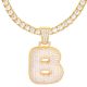 B Initial Bubble Letter Gold Plated Iced Out Pendant 24 inch Tennis Chain Necklace