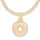 O Initial Bubble Letter Gold Plated Iced Out CZ Pendant 24 inch Tennis Chain Necklace