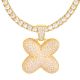 X Initial Bubble Letter Gold Plated Iced Out Pendant 24 inch Tennis Chain Necklace
