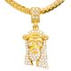 Men's Gold Tone Iced Out Jesus Pendant 20 inch / 24 inch Miami Cuban Chain Necklace