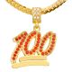 Men's Red CZ 100 Emoji Pendant 20 / 24 inch Miami Cuban Chain Necklace