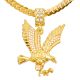 Men's Iced Out Gold Plated Eagle Pendant 20 inch / 24 inch Miami Cuban Chain Necklace