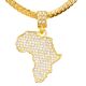 Men's Iced African Map Pendant 20 inch / 24 inch Miami Cuban Chain Necklace
