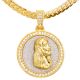 Men's Gold Plated Jesus Medallion Pendant 20 inch / 24 inch Miami Cuban Chain Necklace