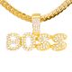 Men's Gold Plated Bubble Boss Sign Pendant 24 inch Miami Cuban Chain Necklace