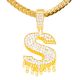 Hip Hop Gold Plated 3D Dripping Dollar Sign Pendant 24 inch Miami Cuban Chain