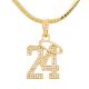 #24 Basketball Gold Plated CZ Pendant 20 inch Miami Cuban Chain Necklace