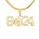 #8 and #24 Basketball Gold Tone Pendant 20 inch Miami Cuban Chain Necklace
