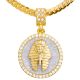 Men's Gold Plated Egyptian Pharaoh Medallion Pendant 20 inch / 24 inch Miami Cuban Chain