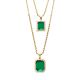 14K Double Green Ruby 22 in and 27 in Combo Pendant Chain Necklace