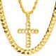 Men's Iced Out CROSS Pendant 22 inch Rope and 30 inch Concave Cuban Heavy Chain