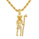 Men's 14K Gold Plated Hip Hop Egyptian Anubis Pendant 24 inch Rope Chain